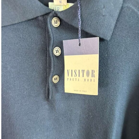 Visitor Poeta Moda Mens Long Sleeve Quarter Zip Sweater Blue Size Medium - Picture 8 of 12